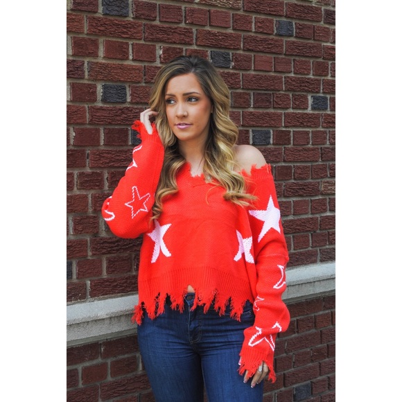 v neck star sweater